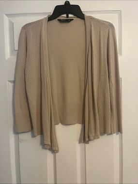Simply Vera Vera Wang Beige Open-Front Perforated Cardigan